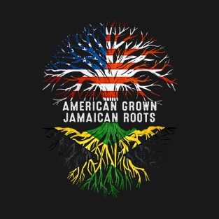 American Grown Jamaican Roots Tree Jamaica Flag Usa T-Shirt