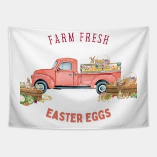 FARM FRESH EASTER EGGS - BUNNIES, TRUCK & VEGGIES Tapestry