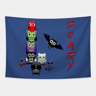 Halloween Scary Owls Tapestry