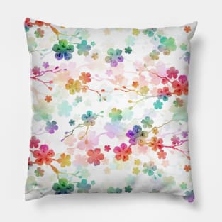 Rainbow Bright Pastel Watercolor Flowers and Vines Pillow