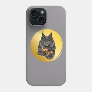 Black Maine Coon Cat - Love You Phone Case