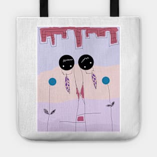 Kids and the Upside Down City Stick Figure Tote