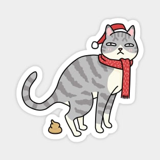 Christmas Tabby Cat Pooping Magnet