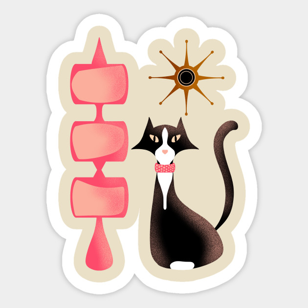 Retro Tuxedo Cat - Retro Vintage Aesthetic - Sticker