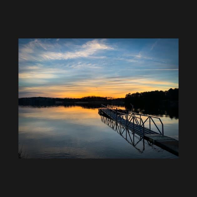 Sunset at Lake Lanier Boat Dock by Ckauzmann