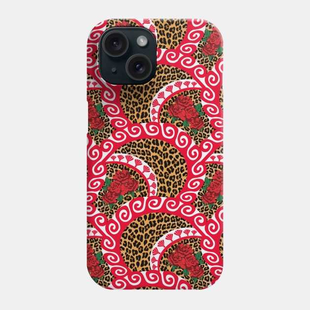 Leopard and roses on ivory Phone Case by rlnielsen4