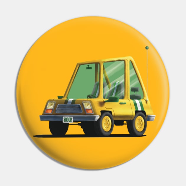 Yellow Hatchback Pin by Gavin Otteson Art