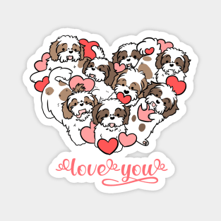 Love you a cute valentine day with a heart shape shih tzu dog Magnet