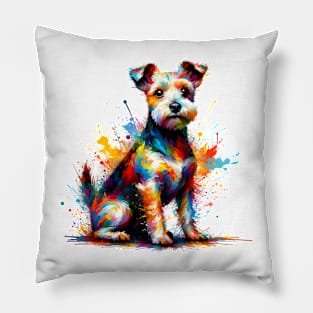 Teddy Roosevelt Terrier in Vivacious Splash Art Pillow