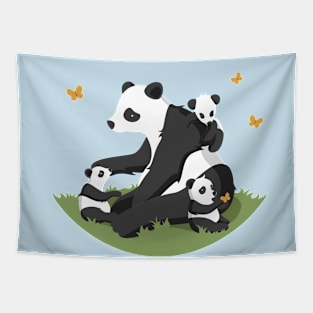 Panda Family Illustration Tapestry