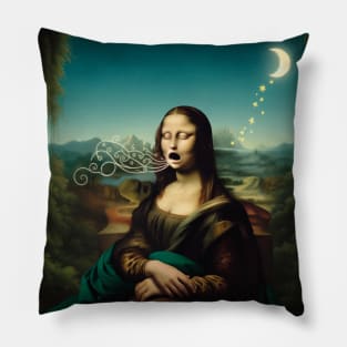 Mona Lisa Rests: World Sleep Day Pillow