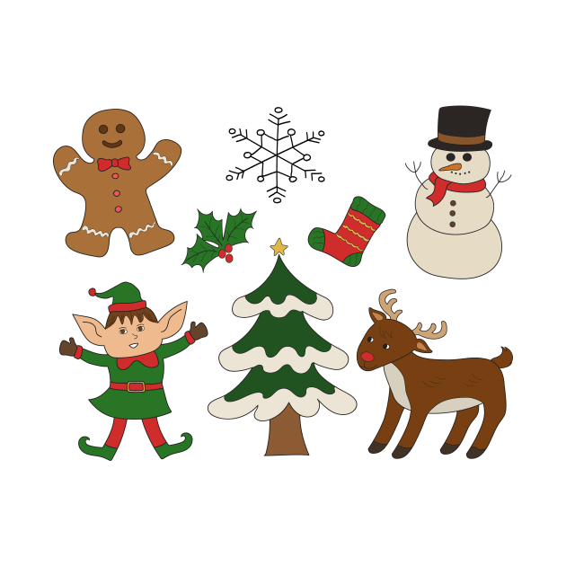 Christmas illustration cartoon drawing. Clipart. by Nalidsa