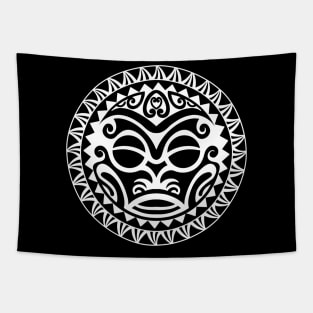 Polynesian tattoo tiki face Tapestry