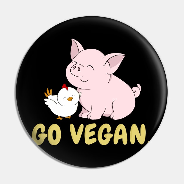 Go Vegan Cute Pig And Chicken 2 Pin by valentinahramov