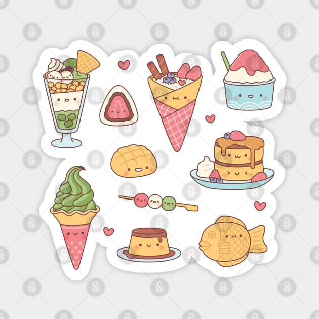 Kawaii Japanese Desserts Food Magnet by rustydoodle