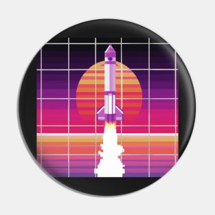 Synthwave grid rocket launch Pin