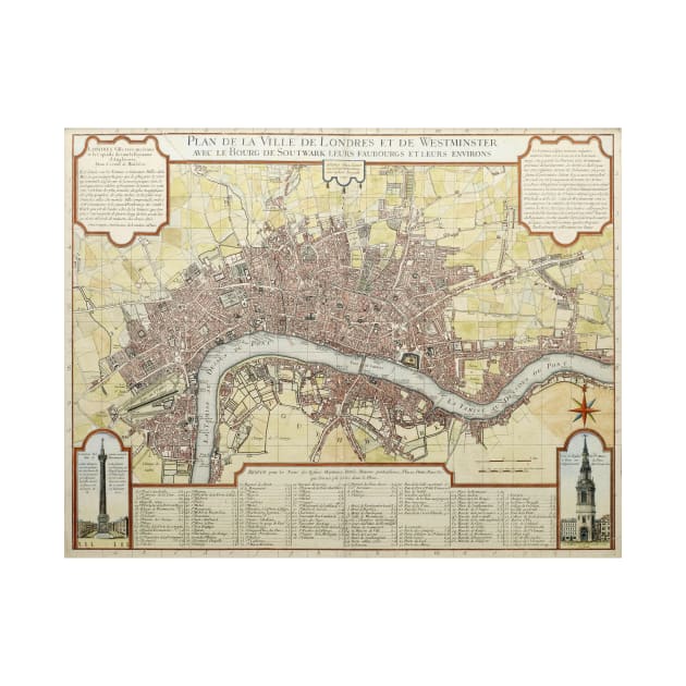 Vintage Map of London England (1727) by Bravuramedia