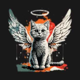 Cute cat with Angel's wings painted T-Shirt