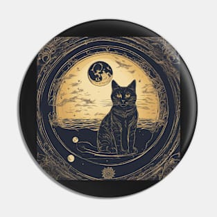 black cat & "gold" moon Pin