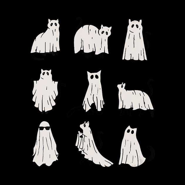 Cute Ghost Cat Funny Halloween Outfit Costumes by everetto