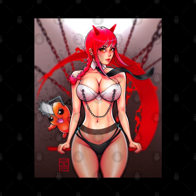 Redhead anime girl with horns by Made In Kush