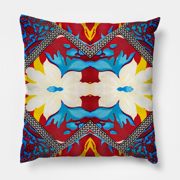 Colorful Sari Fabric India Pillow by IAKUKI