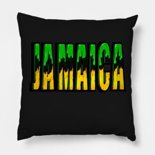 Jamaican flag colors drips Reggae Rocksteady Jamaicans Jamaica Pillow