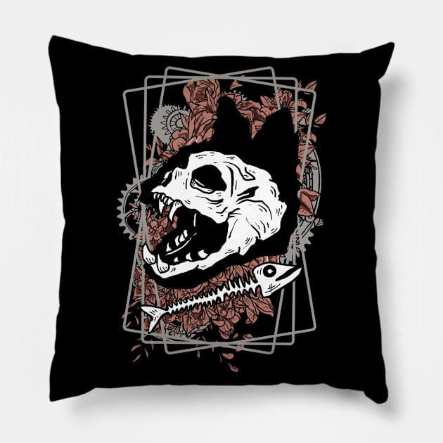 Cat Skulls II Pillow by DeathAnarchy