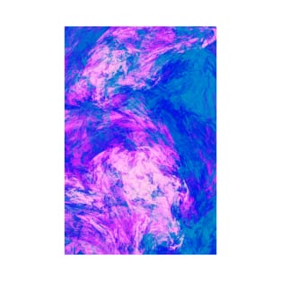 Bubblegum Pink and Blue Burst Abstract Artwork T-Shirt