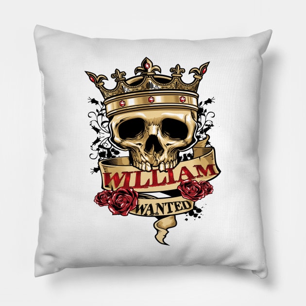 William Skull Wanted Pillow by ProjectX23Red