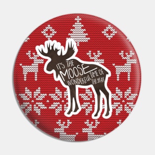 It's the MOOSE wonderful time of the year! Silly Christmas pun of a moose atop a Christmas sweater with a funny saying Pin