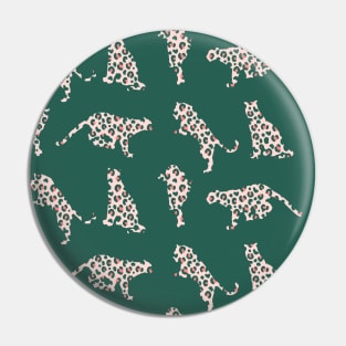 Pink and Teal Leopard Silhouettes Pin