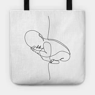 Newborn one  line art. Line drawing baby . Baby sleeping Tote