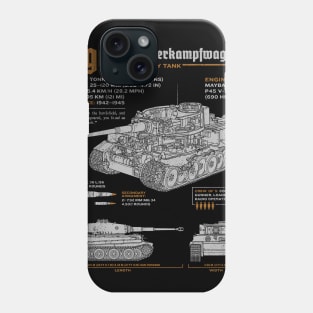 Tiger Tank Panzer World War 2 Blueprint Phone Case