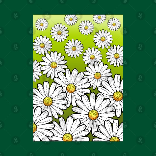 Daisies pattern on green grass by weilertsen