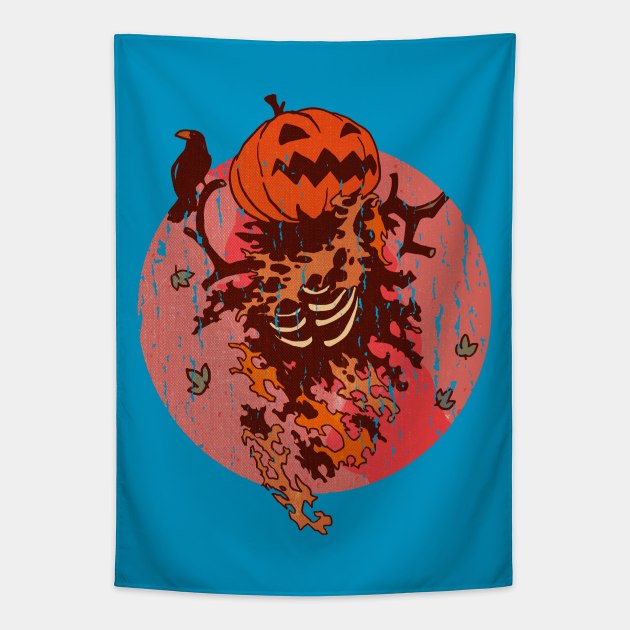 Halloween Jack O' Lantern With Crow Tapestry by M n' Emz Studio