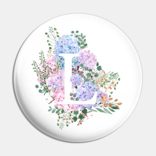 botanical monogram alphabet L hydrangea flowers Pin