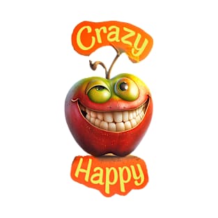 Crazy Happy Apple Sticker T-Shirt