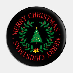 Merry Christmas Tree Logo Pin