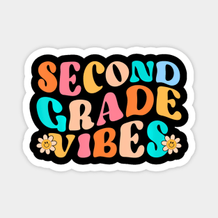 Second Grade Vibes Retro Back to School Teacher Women Kids Magnet