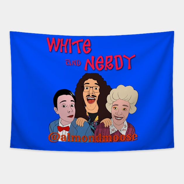 "White and nerdy" red Tapestry by FrogJam on toast