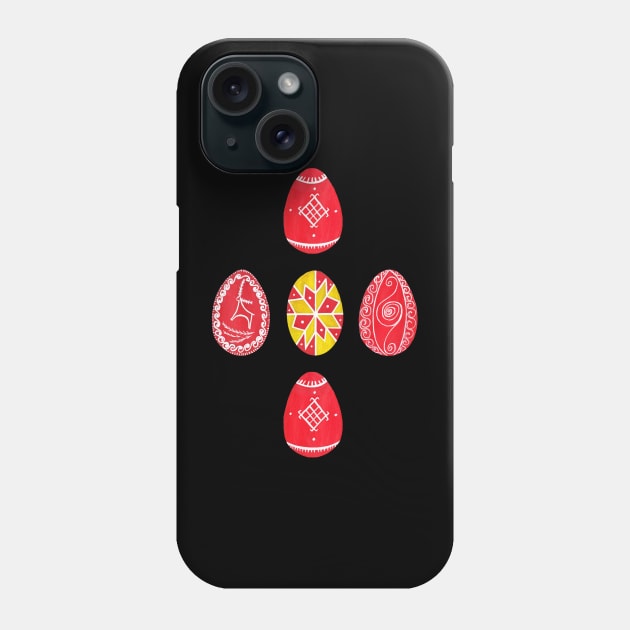 Red Pysanka Easter Eggs - Ukrainian handpainted eggs Designs Phone Case by Wolshebnaja