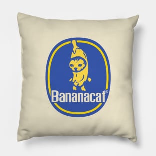 Banana Cat Meme | Happy | Banana Brand Sticker Pillow