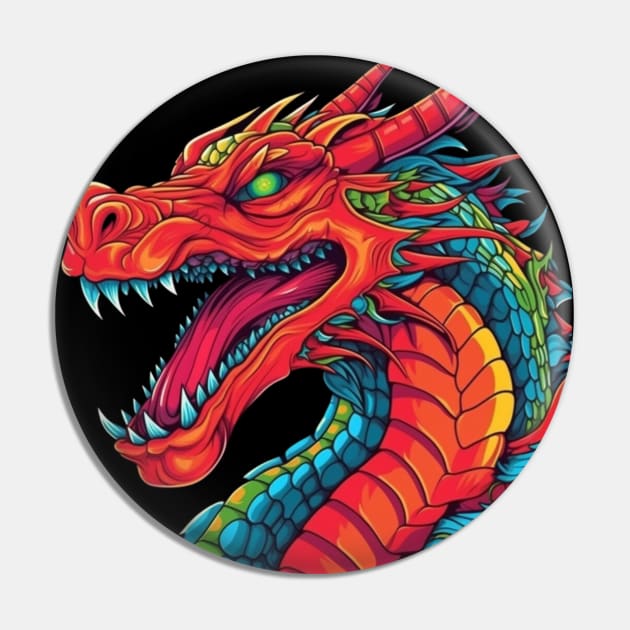 Red Dragon Head Neon Graffiti Pin by ForbiddenGeek