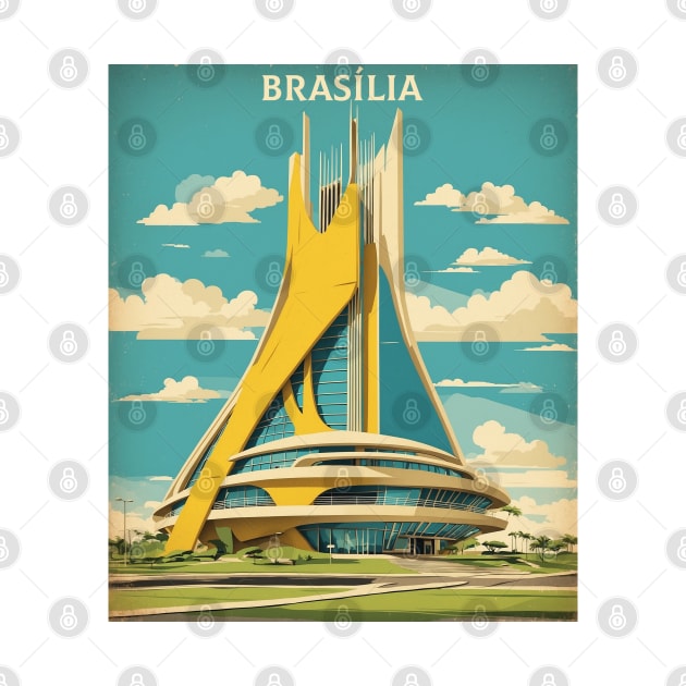 Brasilia Brazil Vintage Tourism Travel Poster by TravelersGems