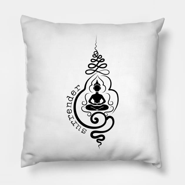 Surrender Unalome Buddha Pillow by BhaktiCloudsApparel