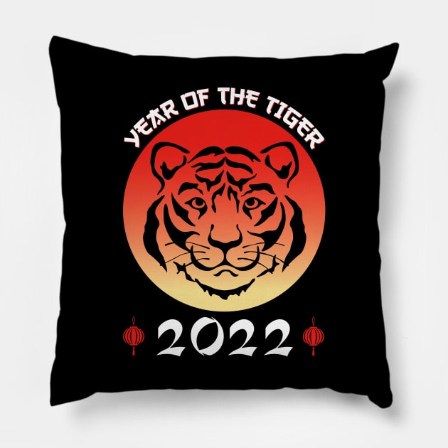 Chinese Zodiac Tiger 2022 - Cute Year of the Tiger Astrology Design Pillow by Printofi.com