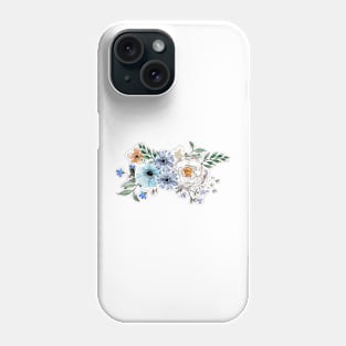 Blue Peonies Floral Watercolor Pretty Fresh Bouquet Phone Case