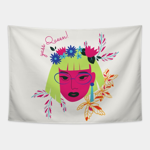 Yass Queen - Aesthetic Savage Design Tapestry by Moshi Moshi Designs