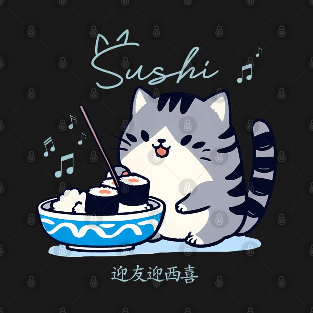 cute sushi cat musical notes by IA.PICTURE